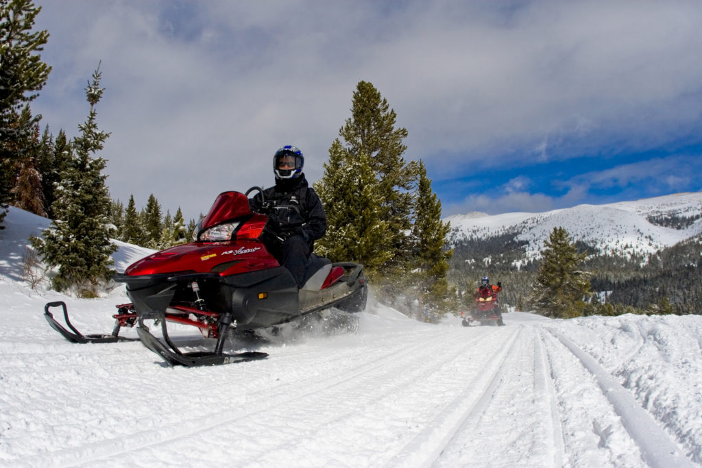 winter activities in Colorado; smowmobiling