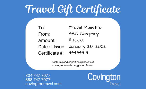 travel gift certificate